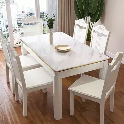Marble dining table and chair combination modern simple solid wood dining table household small apartment rectangular eating Table Rock board