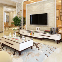 Marble TV cabinet coffee table combination modern simple retractable Nordic TV cabinet living room small apartment rock board
