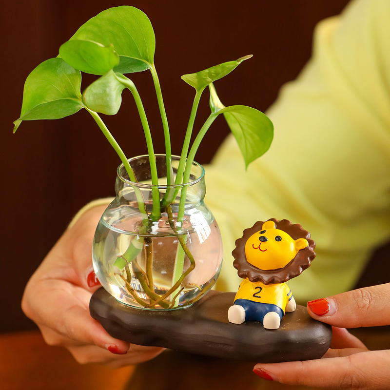 Cute cartoon hydroponic vase tableware living room flower gold Ge hydroponic plant utensils office decorations