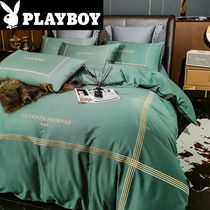  Playboy 100 long-staple cotton bed four-piece cotton cotton sheet duvet cover spring and summer European light luxury style