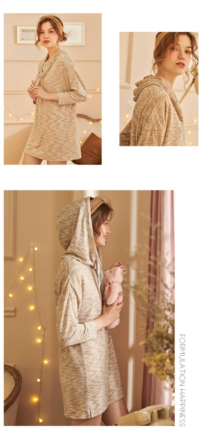 Cô Senma phục vụ nhà áo trùm đầu nhà chất đống trong phần dài đồ ngủ trùm đầu váy ngủ nữ mùa xuân và mùa thu đồ bộ pijama