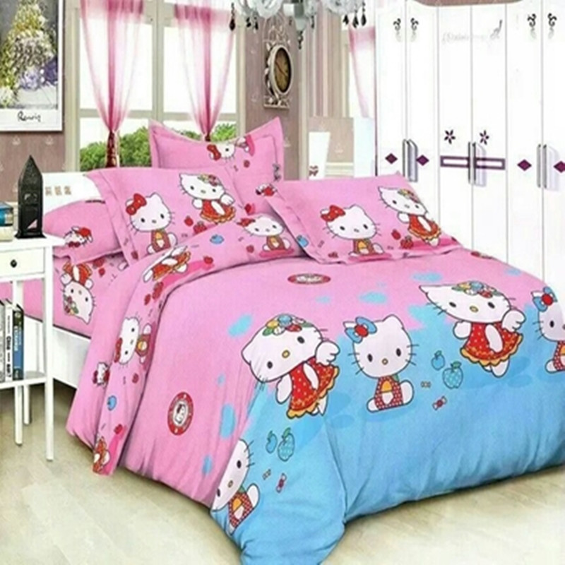 Dày chà nhám Hello Kitty mèo hazy kitty khăn trải giường chăn ba mảnh ký túc xá nữ quilt công chúa gió sinh viên - Khăn trải giường ra trải giường