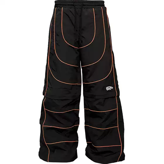 [Pccvision] 3Man0N Track Runway Color-Blocked Embroidered Detachable Loose Black Sweatpants