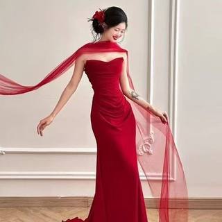 新娘婚礼挂脖飘带超级流量长款气质披肩百搭围脖纱敬酒服