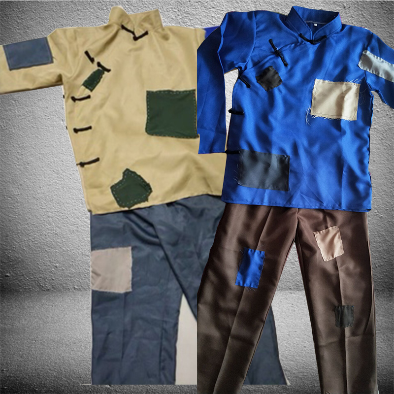 Children's Ancient Costume for Boys, Ancient Commoner Tattered Patched Clothes, Tramp Beggar Performance Costume