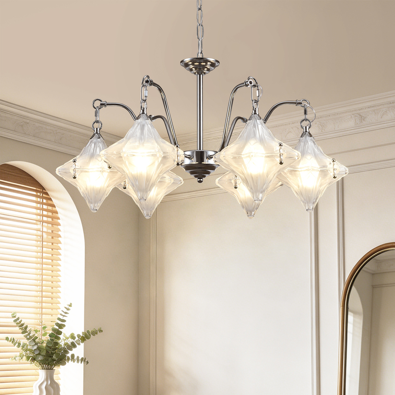 French Murano Living Room Lamp, Vintage Star Glass Chandelier, Romantic Master Bedroom Dining Room Lamp, Mid-Century Style Bauhaus