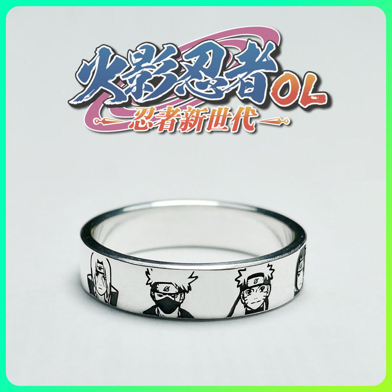 Naruto cartoon 999 pure silver ring Kakashi Naruto Sasuke Gaara student personalized gift for men and women