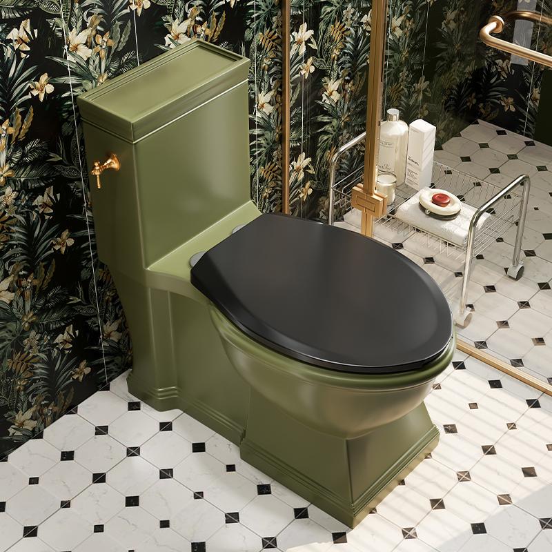 French Retro Creative Grass Green Toilet Bathroom Solid Wood Cover Green Toilet Hotel Water-Saving Toilet