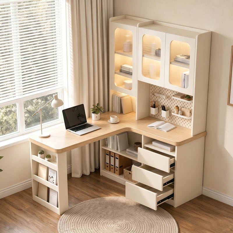 Corner Desk Bookshelf Bookcase Integrated Table Log Style Student Home Study Writing Desk Bedroom Office Computer Desk Corner Desk Bookshelf Bookcase Integrated Table Log Style Student Home Study Writing Desk Bedroom Office Computer Desk