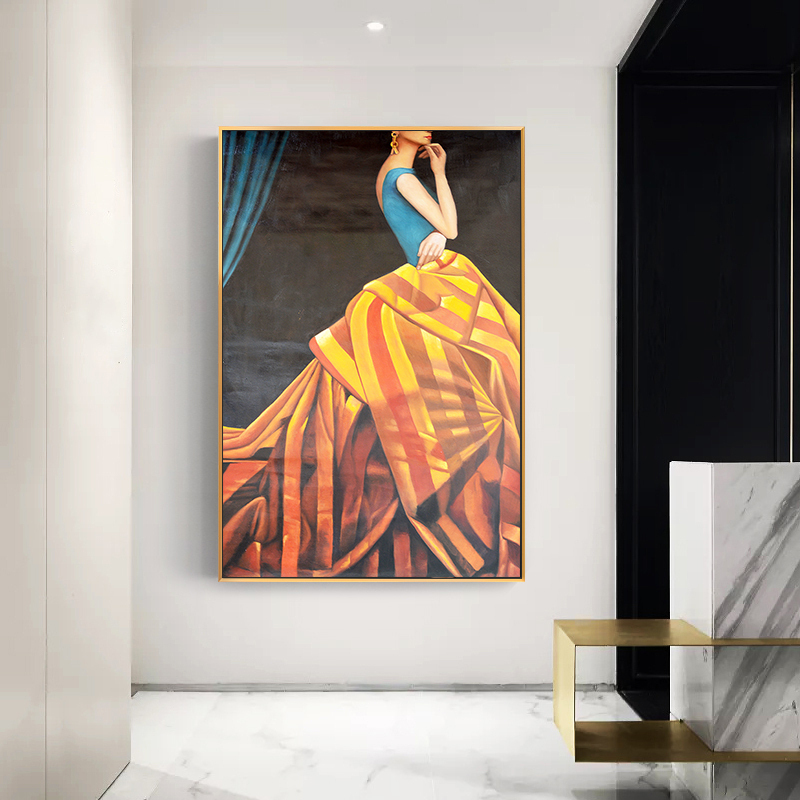 Large size characters decorate modern minimal black and white hanging paintings Nordic style abstract art light luxury paintings