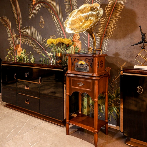 Ретро вокальная машина антикварная стиль электрическая поющая машина Классическая виниловая рекордера Гостиная Да -ла -Синь звуковой подарок звука подарок