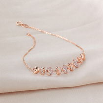 18K rose gold diamond bracelet bracelet bracelet heart shape group inlaid natural diamond bracelet custom