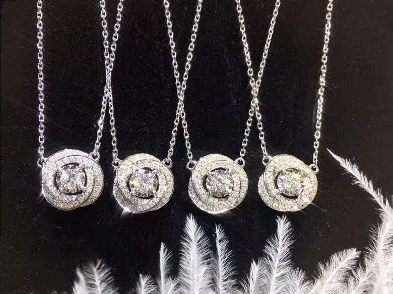 White 18K gold luxury group inlaid diamond pendant female natural real drill with diamond necklace