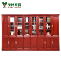 Maoye office furniture paint solid wood veneer floor filing cabinet bookcase display cabinet glass 309