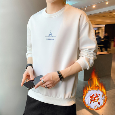 加绒加厚爆款t恤卫衣男潮牌韩版修身圆领