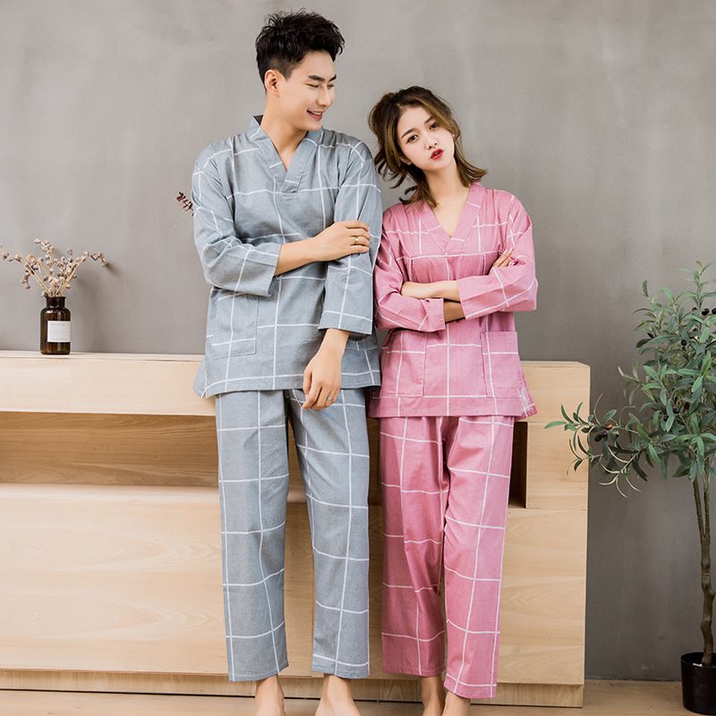 Dài tắm hơi phù hợp với một bộ đầy đủ của 100cotton tinh khiết tắm dễ thương phù hợp với yêu phụ nữ bông nam mất nano hấp mồ hôi.