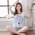 Summer pajama womens bộ bông tay áo ngắn 7 phút có thể tươi dễ thương mặc womens mùa hè ngắn quần áo về nhà. 