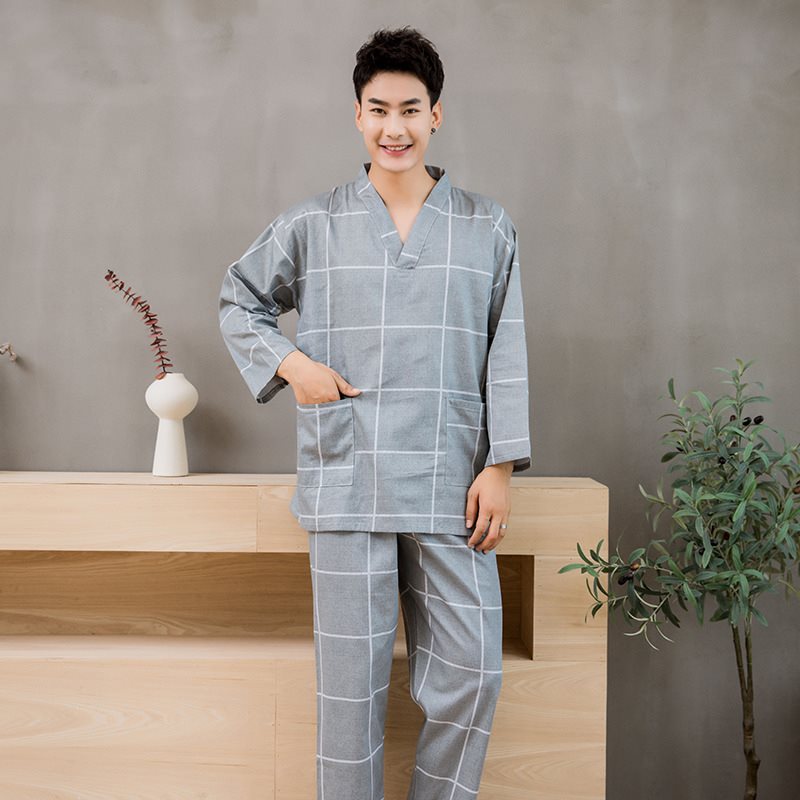 Dài tắm hơi phù hợp với một bộ đầy đủ của 100cotton tinh khiết tắm dễ thương phù hợp với yêu phụ nữ bông nam mất nano hấp mồ hôi.