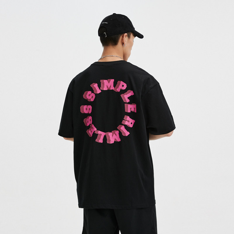 SRME Stereoscopic Circle Printed SRS Short Sleeves Men And Women National Tide Cards Loose Pure Cotton Trendy New Half Sleeve Lovers T-Shirts