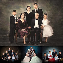 Photo studio family portrait theme oil painting hand-painted background cloth clothing photo Korean style wedding dress retro photo shoot