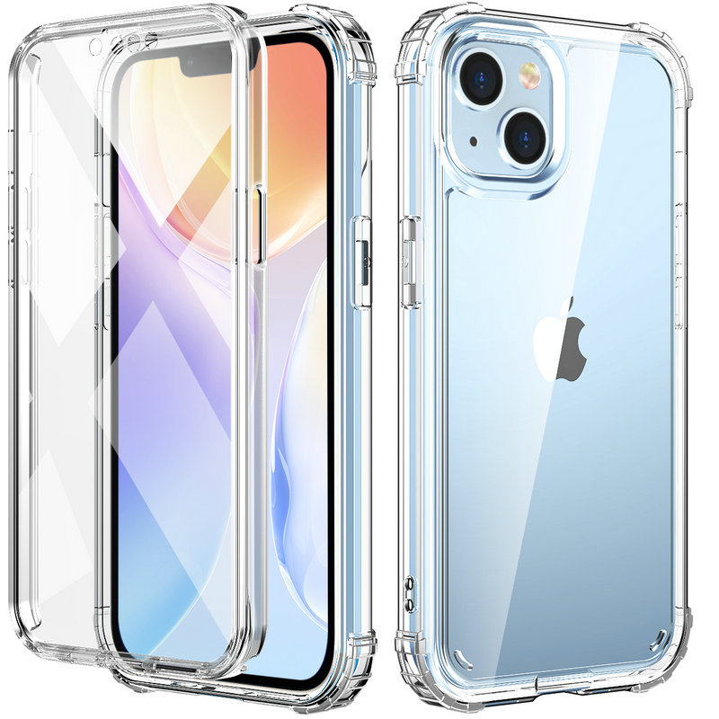 European and American Style Integrated Phone Case Suitable for Apple 15 Pro Max, Double-Sided Full Coverage Screen Protection, iPhone 13 /14 Plus Transparent Soft Gel Hard Shell Two-In-One Combination Thickened Armor Case