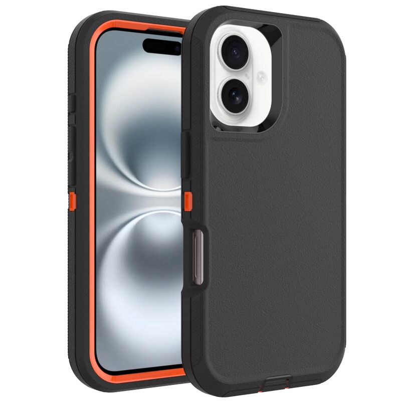 European and American Three-Proof Armor Thickened Silicone Phone Case 17Air Suitable for Apple 16Promax Full-Cover Anti-Drop Shell Iphone16Plus Soft Rubber Hard Shell Matte Anti-Slip Three-In-One Protective Case