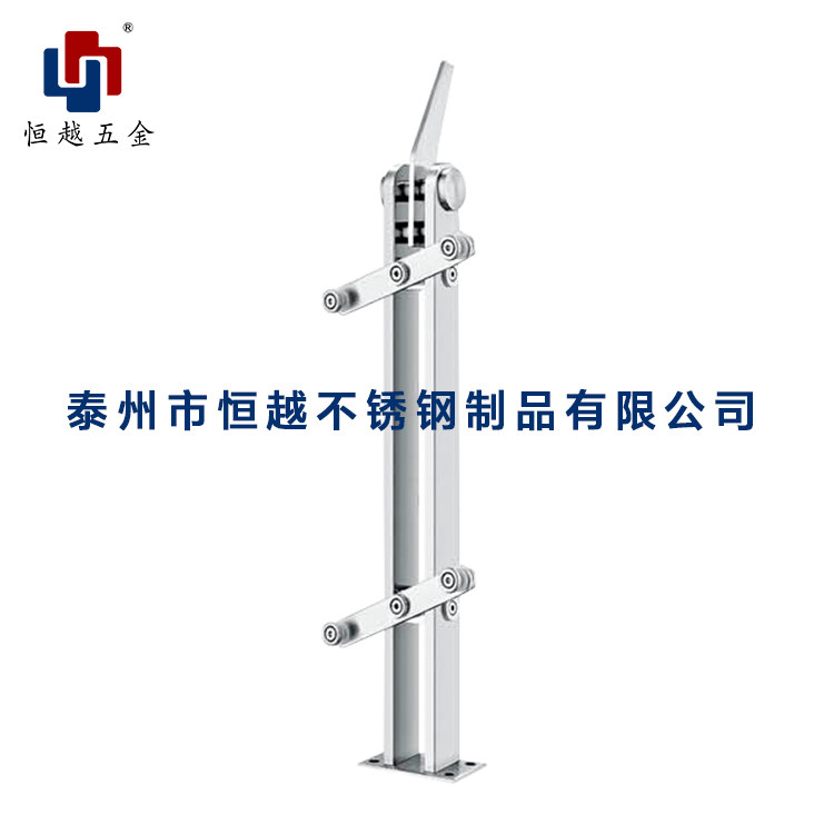 Manufacturer customized 304 stainless steel stairs upright post double plate inclined knife head balcony railing engineering armrests LZ1020