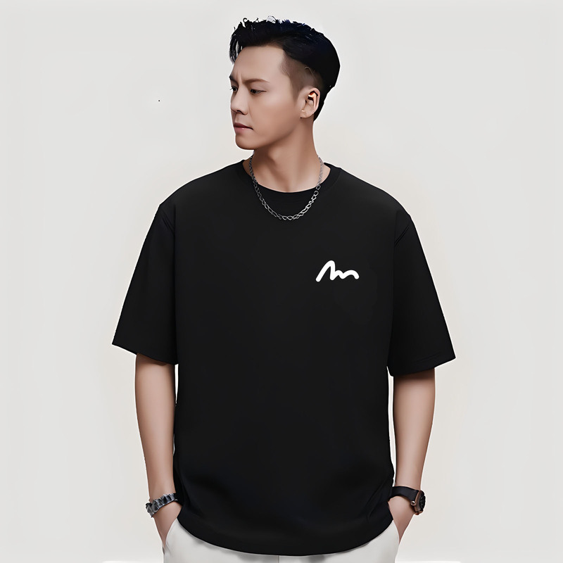 Hong Kong Trendy Brand Pure Cotton Heavyweight 260g Short-Sleeve T-Shirt for Men, Simple Letter Print, Couple's Loose and Versatile Half-Sleeve Shirt