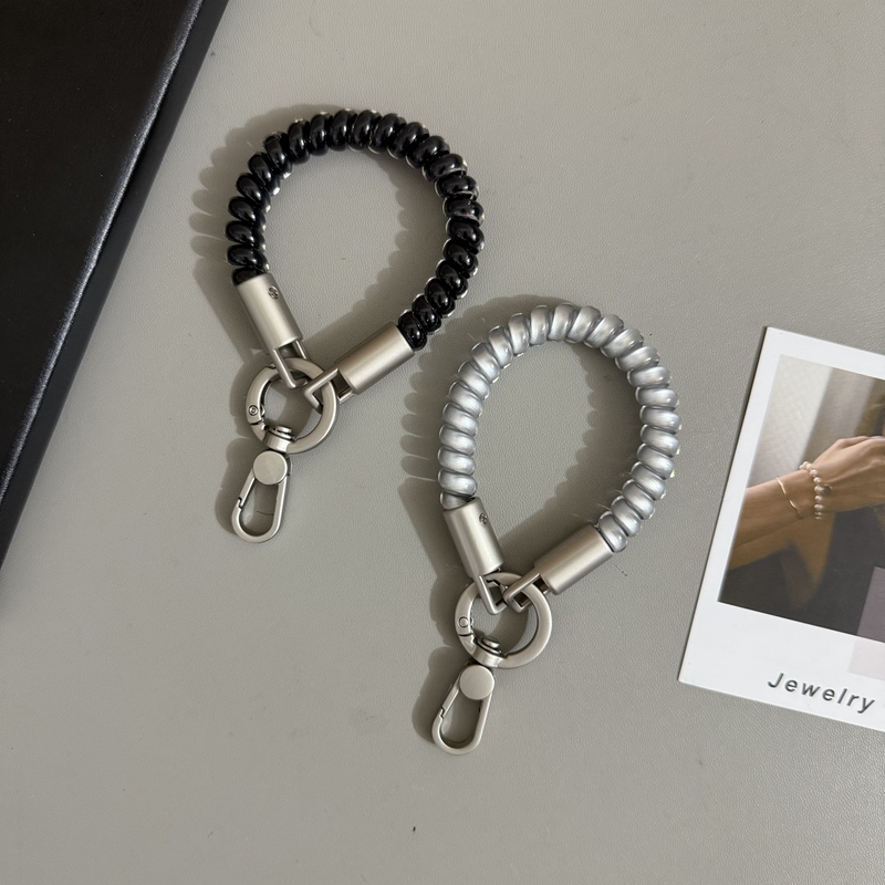 Gif High-End Black Silver-Gray Phone Cord Elastic Hand Strap Keychain Lanyard Suitable for Phone Cases, Bags, and Accessories Gif High-End Black Silver-Gray Phone Cord Elastic Hand Strap Keychain Lanyard Suitable for Phone Cases, Bags, and Accessories