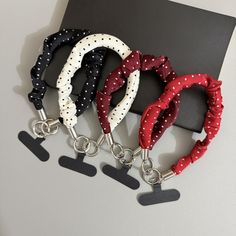 Gif High-Quality Korean-Style Girl Polka Dot Pleated Phone Case Lanyard Ins-Style Hanging Chain Wrist Strap Universal Hand Strap Gif High-Quality Korean-Style Girl Polka Dot Pleated Phone Case Lanyard Ins-Style Hanging Chain Wrist Strap Universal Hand Strap