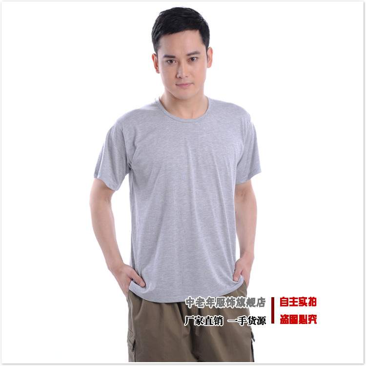 Mùa hè trung niên và người đàn ông lớn tuổi của trắng vest cotton ông già của áo loose ông già ngắn tay t-shirt cotton daddy