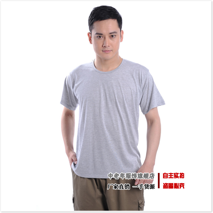 Mùa hè trung niên và người đàn ông lớn tuổi của trắng vest cotton ông già của áo loose ông già ngắn tay t-shirt cotton daddy