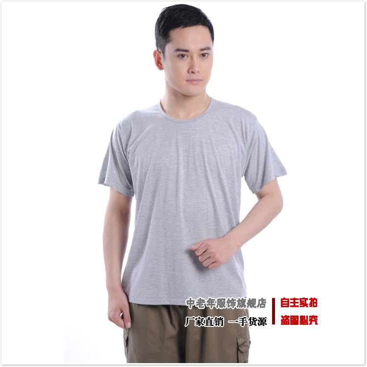 Mùa hè trung niên và người đàn ông lớn tuổi của trắng vest cotton ông già của áo loose ông già ngắn tay t-shirt cotton daddy