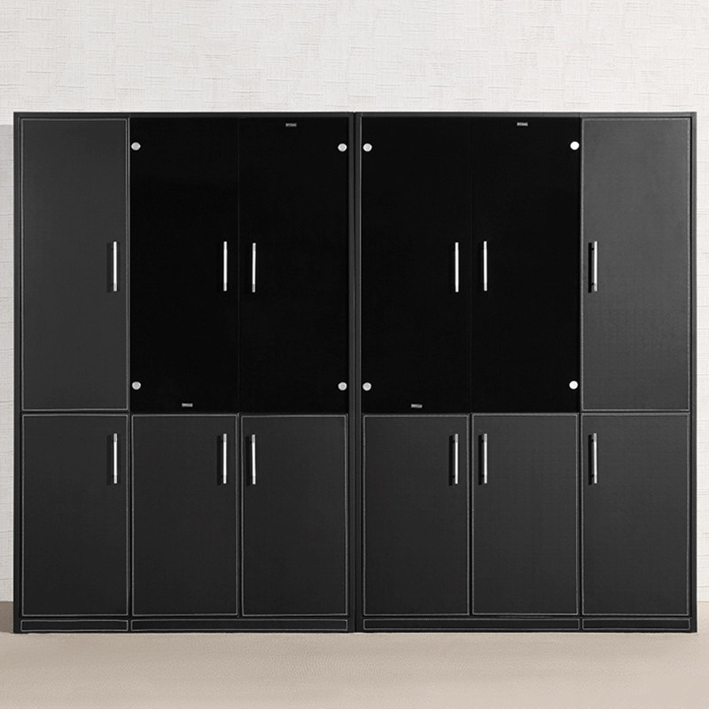 High-end office cabinet storage cabinet minimalist modern bookcase information cabinet leather face background cabinet office furniture
