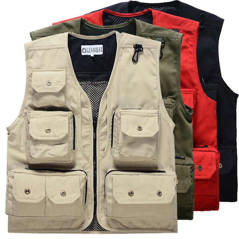 Outdoor photography vest custom printing advertising work clothes volunteer multi-pocket men's plus size fishing vest