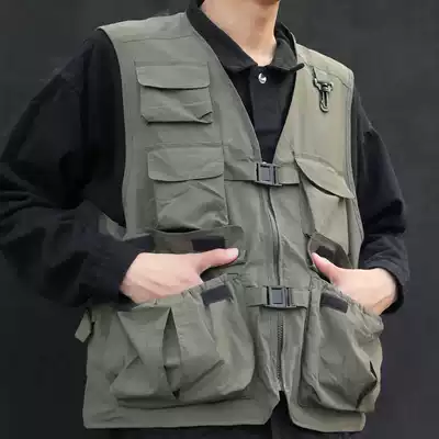 Advertising volunteer vest custom printed LOGO men's vest photographer reporter fishing multi-pocket vest