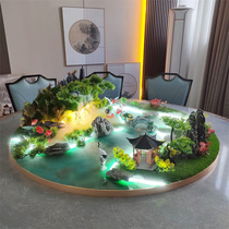 Flowers in the middle of the dining table sprayed with running water lights remote control table turntable flower arrangement round table core wine hotel decorations