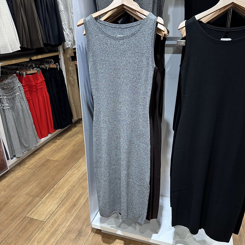 Fitting Room-Produced Autumn Casual Solid Color Slim-Fit Ribbed Round Neck Knitted Sleeveless Long Dress for Women 488722