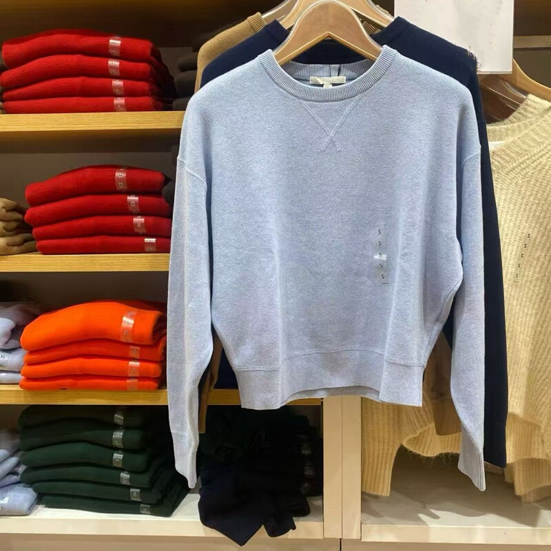 Fitting Room-Produced Autumn and Winter Couple's Smooth Casual Round-Neck Pullover Long-Sleeved Knitwear Sweater for Men and Women 481673