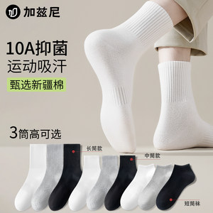 White Socks for Men, Mid-Calf Socks, Thin Spring and Summer Style, Boys and Teenagers, Sports, Odor-Resistant, Sweat-Absorbent, Men's Zhuji Cotton Socks
