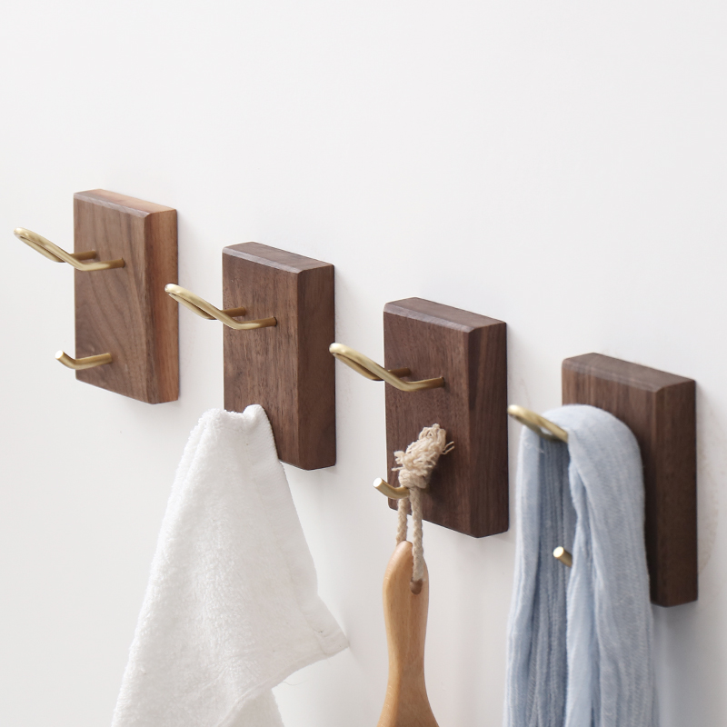 Solid wood hook-free punch bathroom towel hook-hook-hook-shaped-shaped porch-hook-shaped wall-hook creative single-hook rack