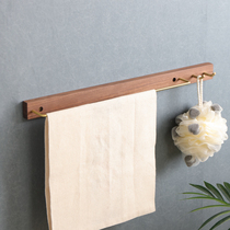 Black Walnut Solid Wood-free Punch Brass Single Rod with Hook Bathroom Towel Handling Towel Frame