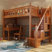 gỗ giường chiều cao giường hình chữ L cụm giường Mỹ trên chiếc giường tầng cao con riêng biệt với bàn làm việc - Giường giường ngủ gỗ tự nhiên