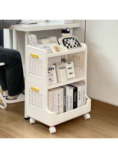 书本置物架带轮宿舍移动书架办公室桌下文具简易落地收纳架小推车