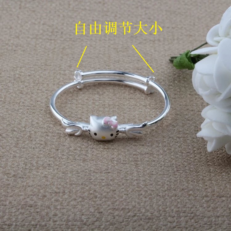 S990 bé sterling bạc vòng đeo tay hellokitty hello kitty bạc vòng đeo tay nữ con con trăng tròn món quà sinh nhật