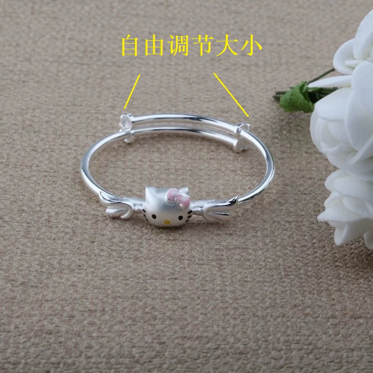 S990 bé sterling bạc vòng đeo tay hellokitty hello kitty bạc vòng đeo tay nữ con con trăng tròn món quà sinh nhật vòng đeo tay nam