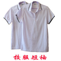 Summer School Uniform Short Sleeve T-shirt Junior High School Middle School High School Students White Turnover Polo Jersey School Uniform Jacket Student Banfu