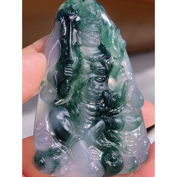 Burmese natural a-grade jade and jade, laokeng high ice species, floating flowers, mingwang pendant