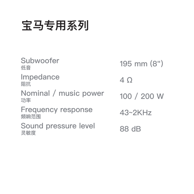 意大利TEC宝马专用八寸低音