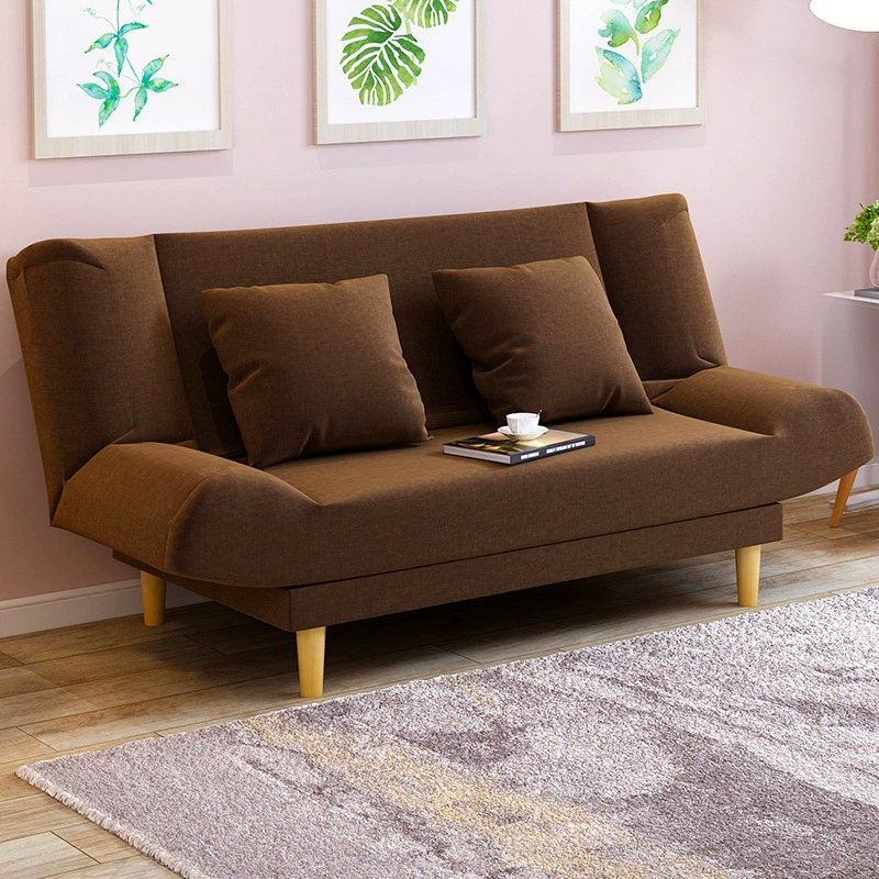 Căn hộ nhỏ giường sofa phòng khách ghế sofa vải lanh và bông dài 120/150/180 giường gấp đôi gỗ rắn dài mục đích kép - Ghế sô pha